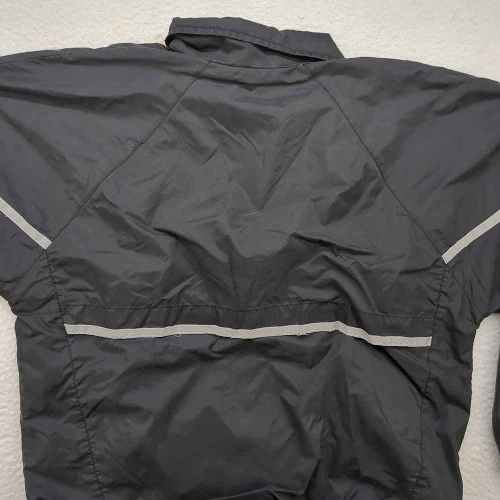 Road Runner Jacket Mens Large Black Windbreaker Reflective Nylon Y2K 2000s Zip